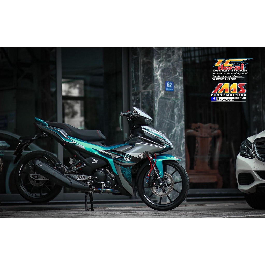 TEM RỜI mẫu Y15ZR cho Exciter 155 xanh ngọc - bạc, tem siêu hot 2023