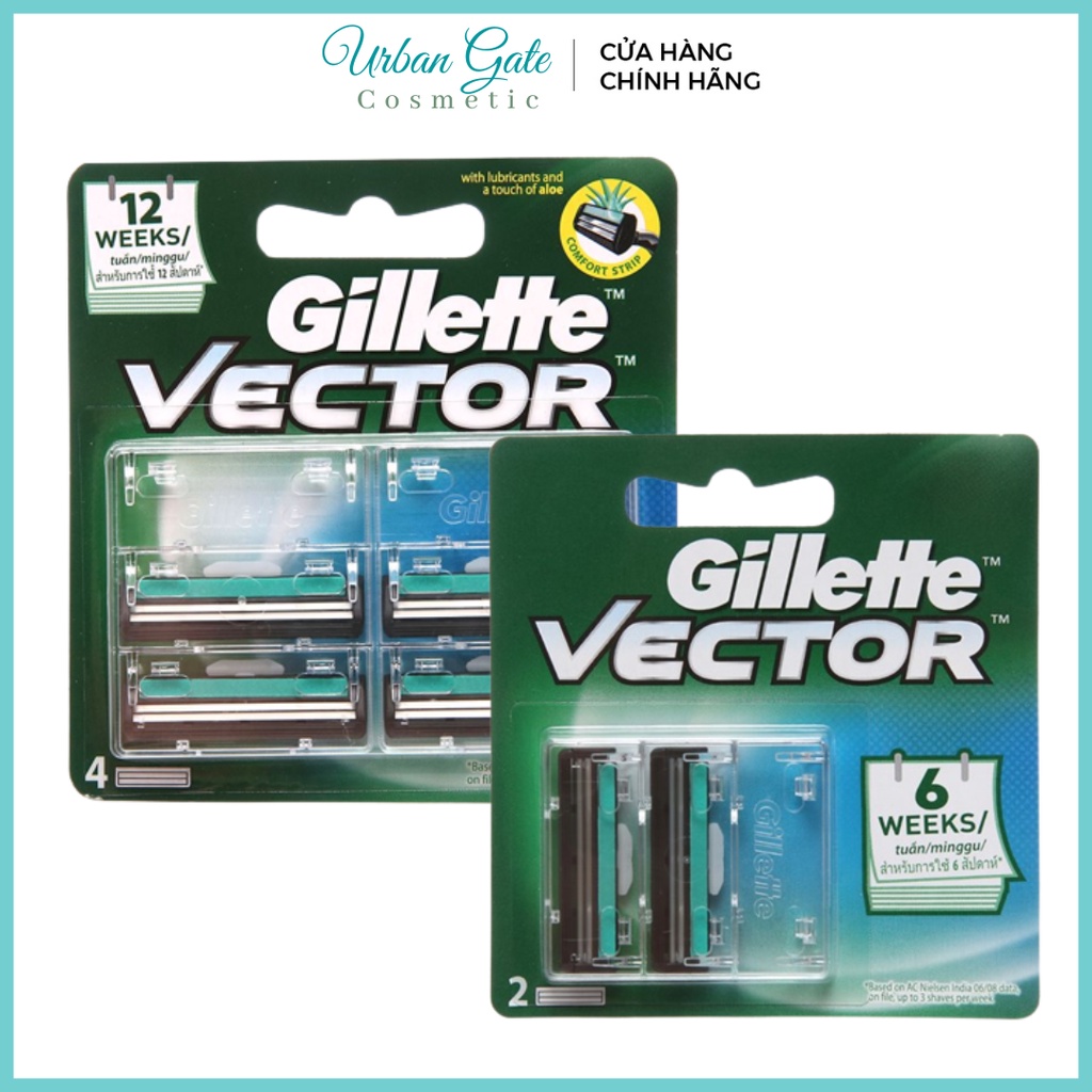 Vỉ Lưỡi Dao Cạo Râu GILLETTE Vector (2 Lưỡi - 4 lưỡi) - Lưỡi dao cạo