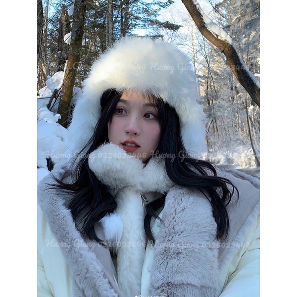 Mũ Lông Mông Cổ, Mũ Lông Trần Trám, Mũ Lông Chụp Hình Concept Noel