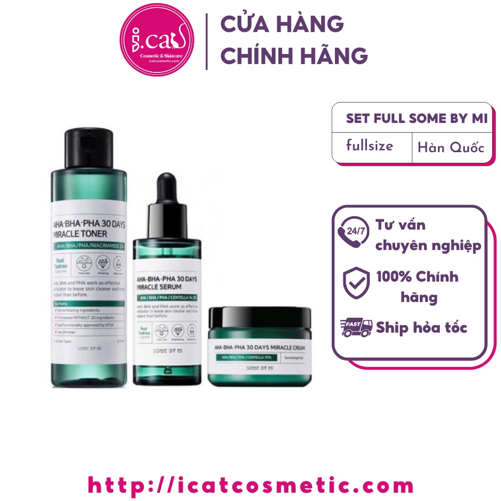 Bộ 3 Sản Phẩm Dưỡng Da Giảm Mụn Some By Mi AHA-BHA-PHA Miracle