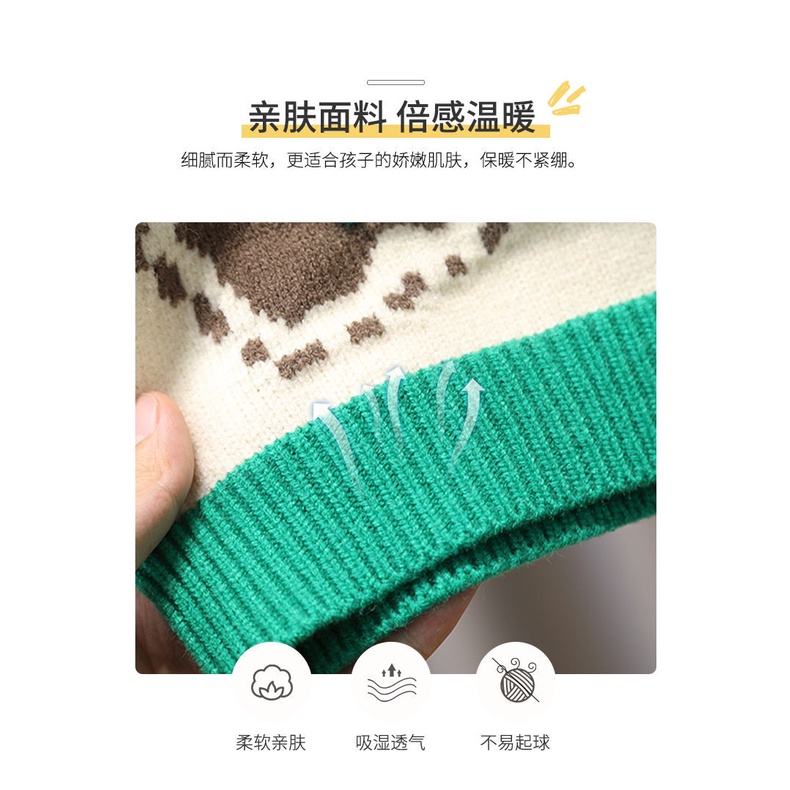 Áo Sweater Dệt Kim Lông Cừu Dày Dặn Phong Cách Hàn Quốc Thời Trang Thu Đông 2022 Cho Bé Trai