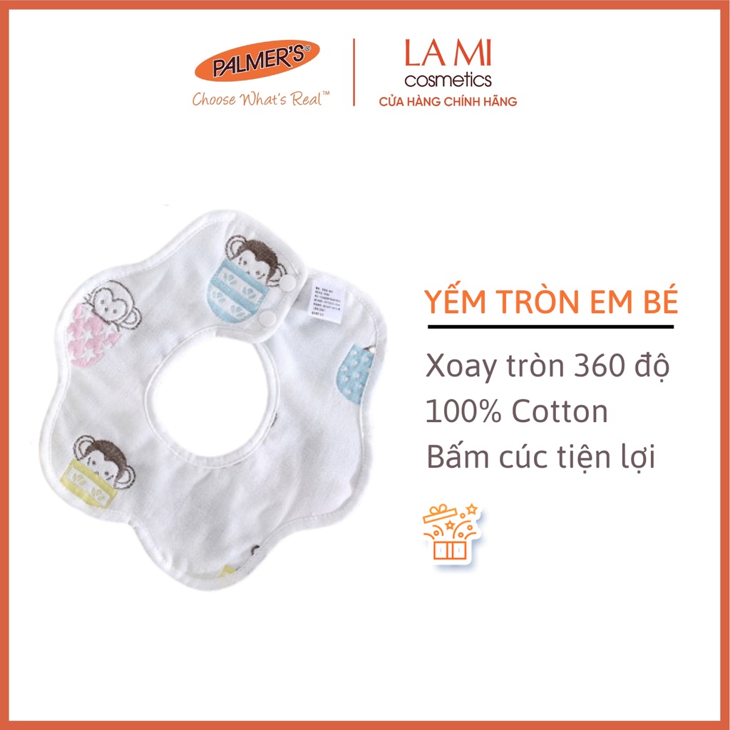 [Quà tặng] Yếm tròn em bé xoay 360 độ, bấm cúc tiện lợi Palmer's