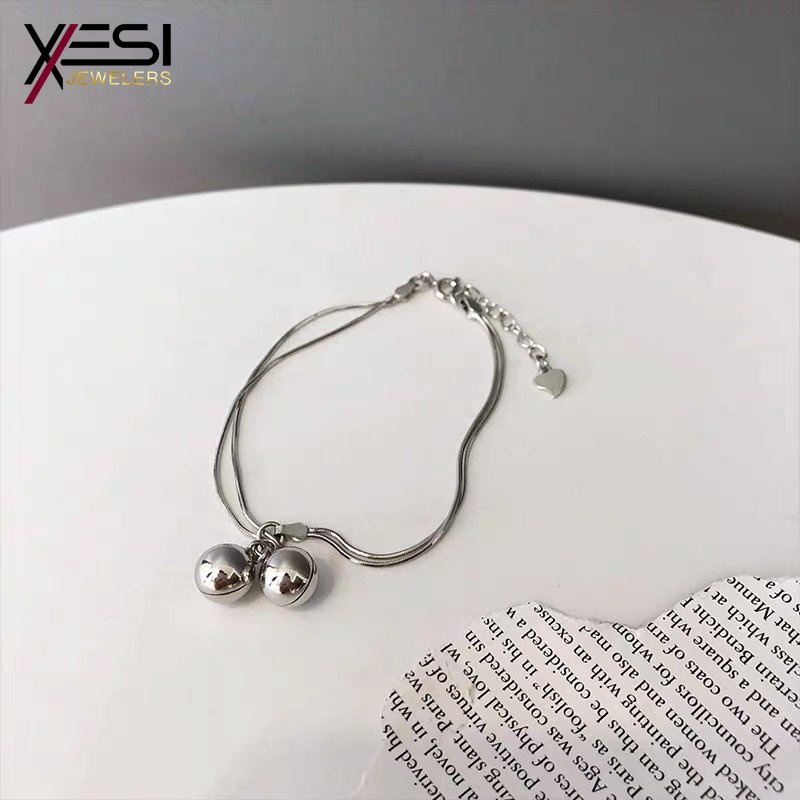 Vòng Đeo Tay Hai Chuông Đơn Giản Không Phai Màu Phong Cách Retro