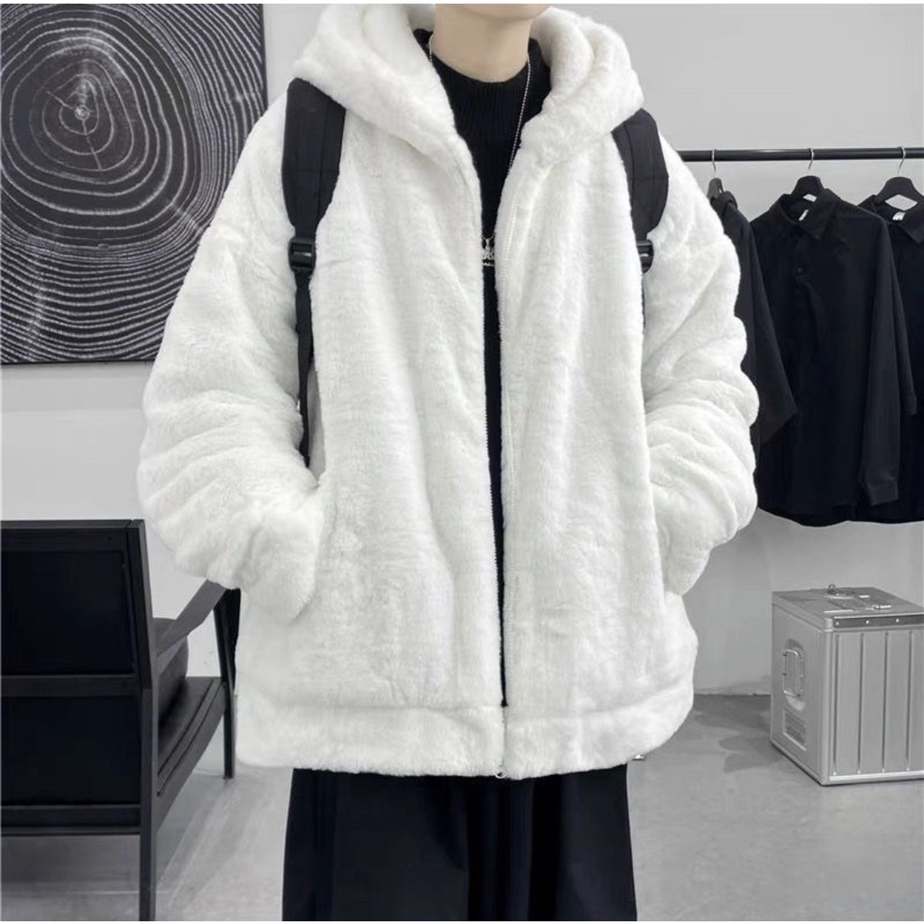 Áo Khoác Lông Trơn Lông Dày Mượt Fom Dáng Unisex - Áo Khoác Fom Rộng Phối Đồ Cực Đẹp Phong Cách Hàn Quốc
