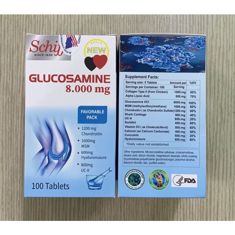 《Date 2026》Viên uống bổ khớp Glucosamin schiff new 8000mg