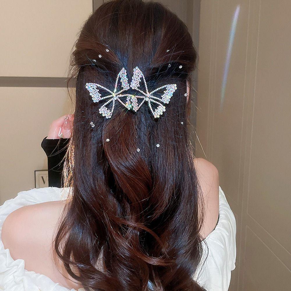 Kẹp Tóc Hình Bướm 26Ede Ngọt Ngào Cho Cô Dâu|Kẹp Tóc Dạng Lưới Rỗng Phong Cách Hàn Quốc