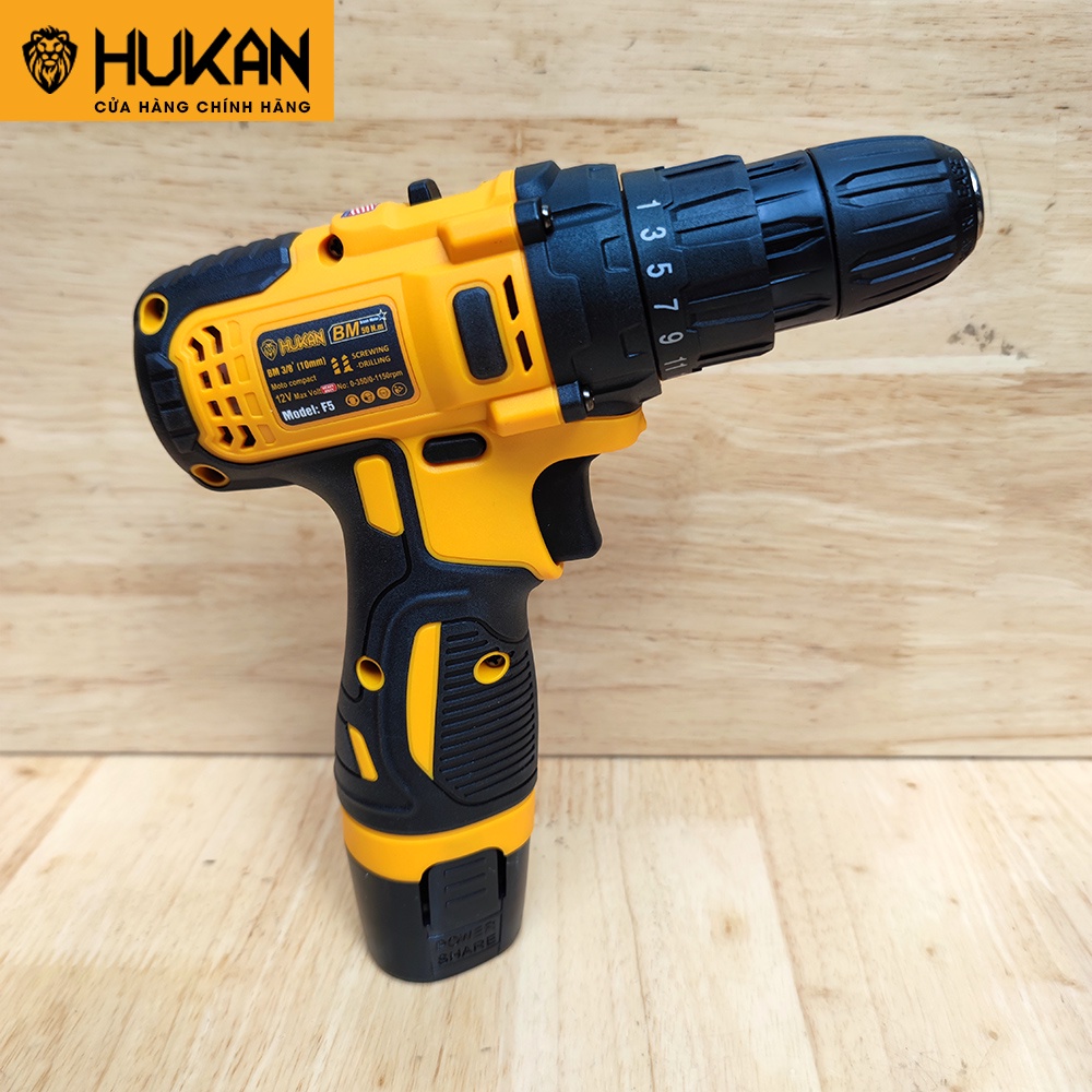 Máy khoan pin 12v HUKAN F5 bắn vít không dây kèm 2 pin 1 sạc CHÍNH HÃNG