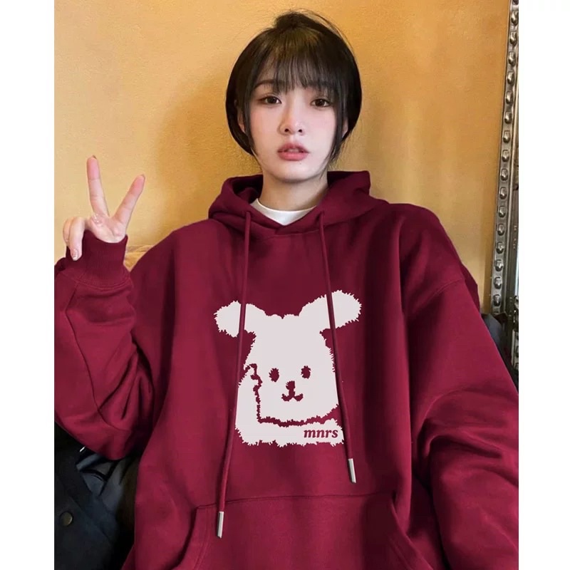 áo hoodie hình in chú thỏ trắng