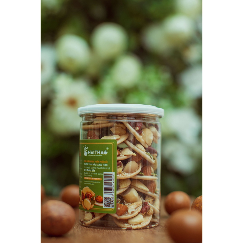 Bánh đồng tiền mix hạt dinh dưỡng Mai Thao hũ 200g, đồ ăn vặt healthy, hỗ trợ giảm cân