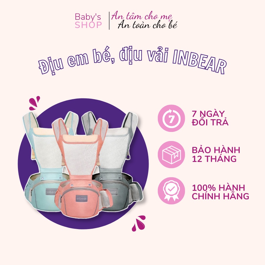 Địu em bé, địu vải INBEAR IBC-4100 6 tư thế chắc chắn thoáng mát, chống gù an toàn cho bé. Hàng chính hãng