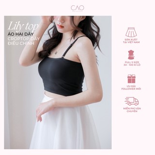 Áo croptop hai dây điều chỉnh có bigsize caocaobycaochen 2 màu đen trắng