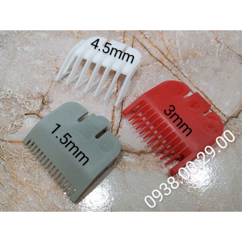 Cữ Tông Đơ Cắt Tóc Kemei Loại Tốt, Bộ 3 Cữ Nhựa 1.5mm, 3mm Và 4.5mm Cho Tông Đơ Fade.