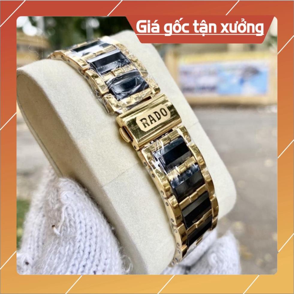 Đồng Hồ Nam Nữ RAD0 Sapphire L033 Viền Đá Đen, Dây Thép Đá Đen Máy Pin Nhật