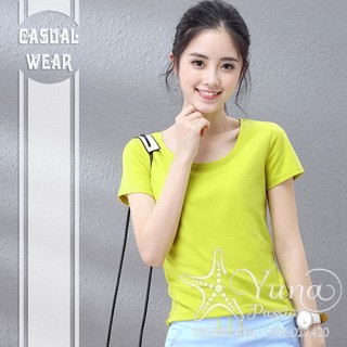 Áo Thun Thái Trơn Màu Vàng Bơ , Áo Phông Nữ Trơn Cổ Tròn Vải Mịn Đẹp Hàng Nhập Cao Cấp Shop YUNA