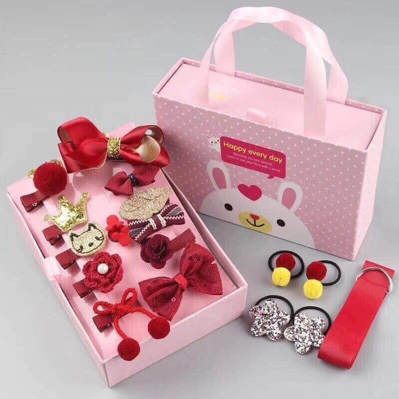Set nơ buộc tóc hộp hồng siêu kute cho các bé gái