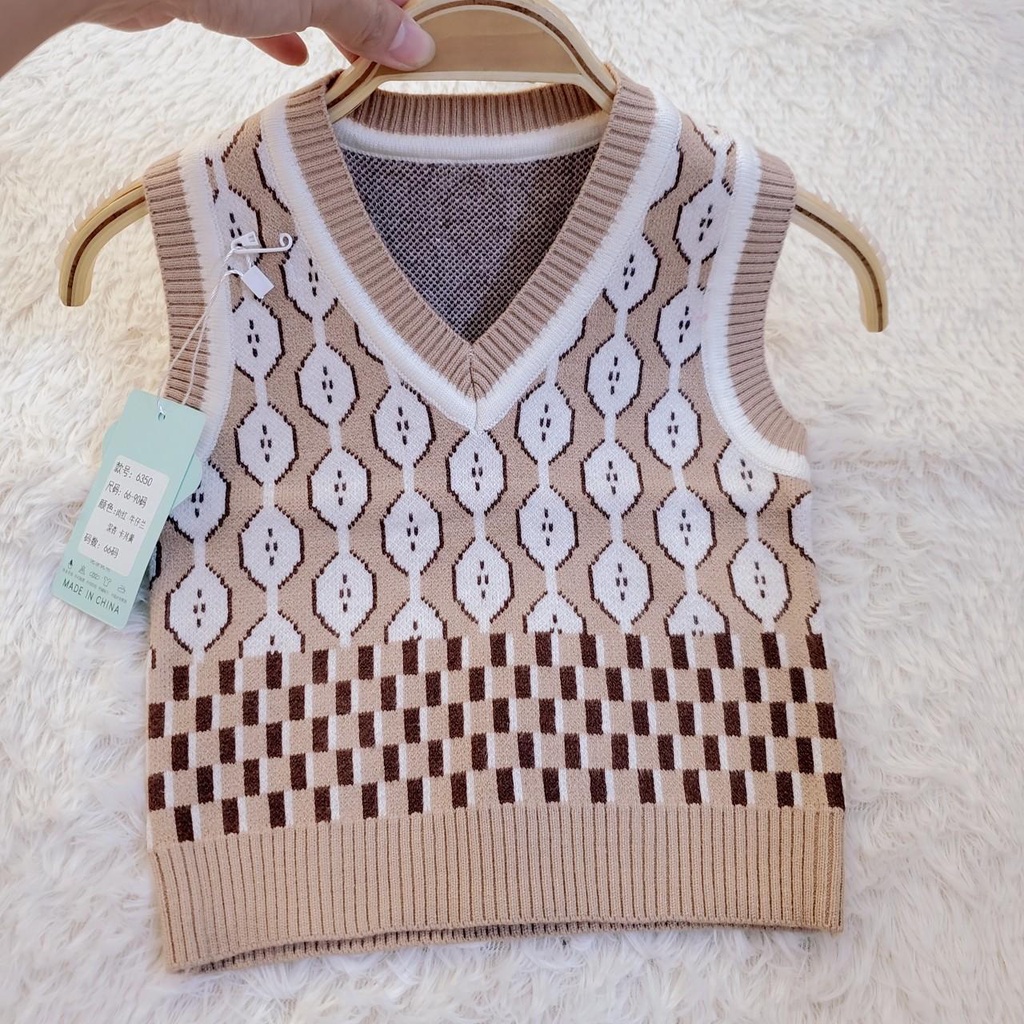 6350 Áo gile len cổ tim hàng quảng châu loại đẹp cho bé trai/ bé gái (6-13kg)