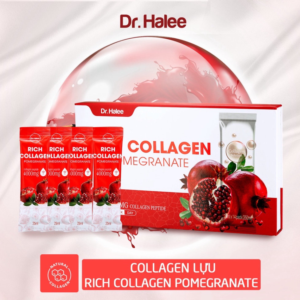 Nước uống collagen chống lão hoá lựu đỏ Dr.Halee Pomegranate 4000mg chống lão hóa dạng gói 25ml x 14 gói