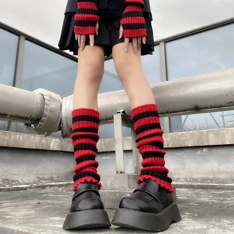 Găng Tay Đan Len Dài Hở Ngón Có Lỗ Xỏ Ngón Hóa Trang Cho Nữ