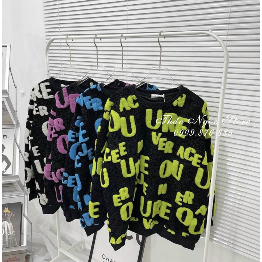 Áo len chữ nổi form rộng hàng nhập QC! (Hàng sẵn) | BigBuy360 - bigbuy360.vn