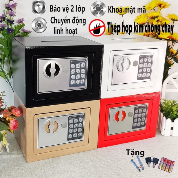 Két sắt mini chống cháy chống nổ bảo mật có khóa điện tử an toàn cao, cho gia đình, cửa hàng kinh doanh