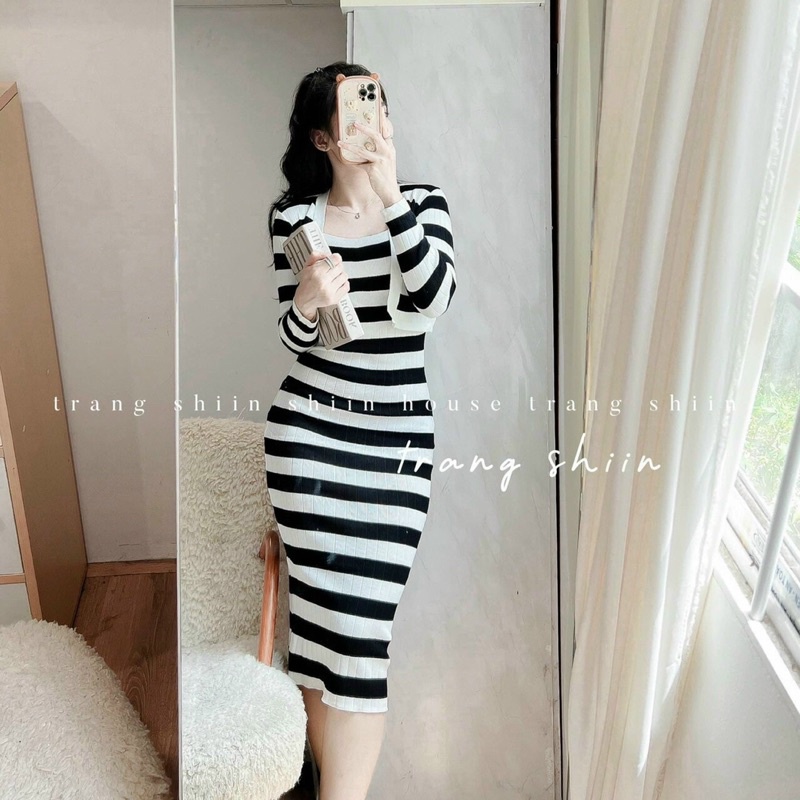 SET ĐẦM BODY HAI DÂY KÈM KHOÁC HOẠ TIẾT SỌC