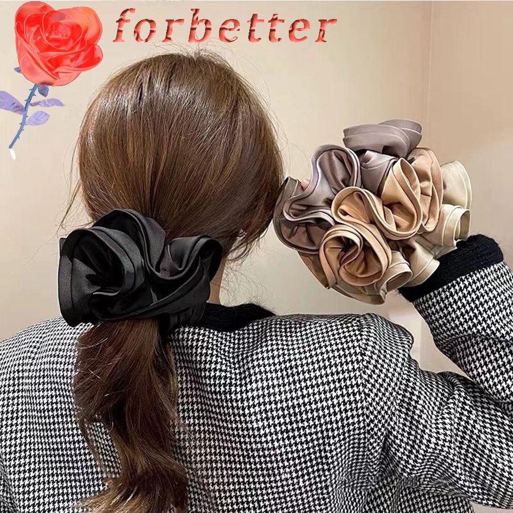 Dây Buộc Tóc Vải Satin Viền Bèo Màu Trơn Kiểu Pháp Sang Trọng Cho Bạn Gái