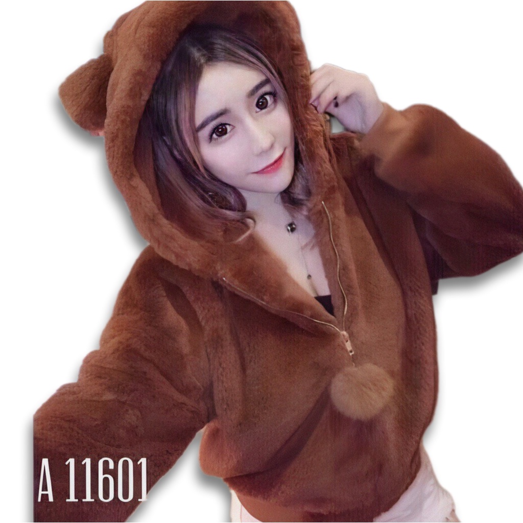 Áo khoác lông cừu mũ siêu to tai gấu mền mượt ấm áp bất chấp rét đại hàn