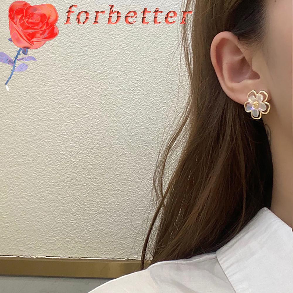 Khuyên Tai Hình Hoa Bằng Kim Loại Phong Cách Hàn Quốc Dễ Thương Cho Nữ