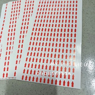 Giấy decal dán mũi tên đỏ dùng đánh dấu lỗi, dấu sai trong sản xuất