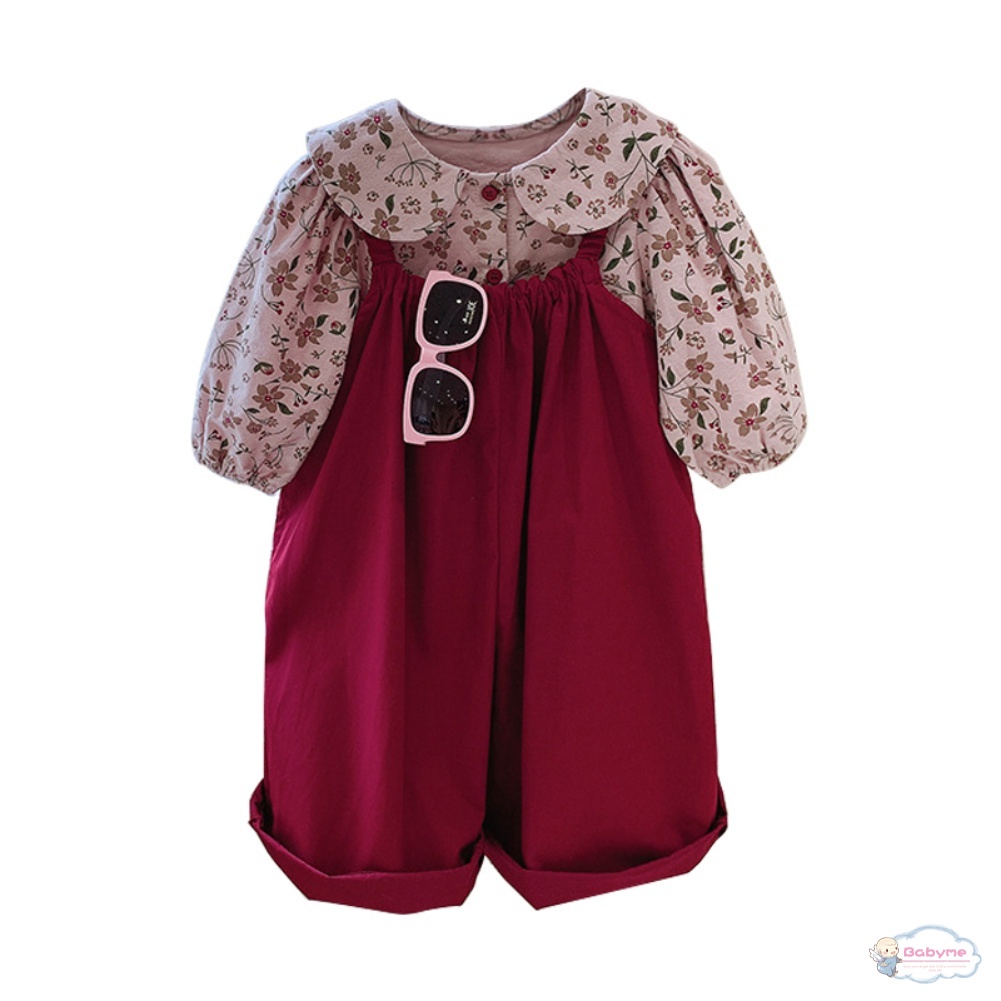 Bộ 2 Món Đầm Hoa + Quần Cổ Búp Bê Thoải Mái Dễ Thương Cho Bé Gái