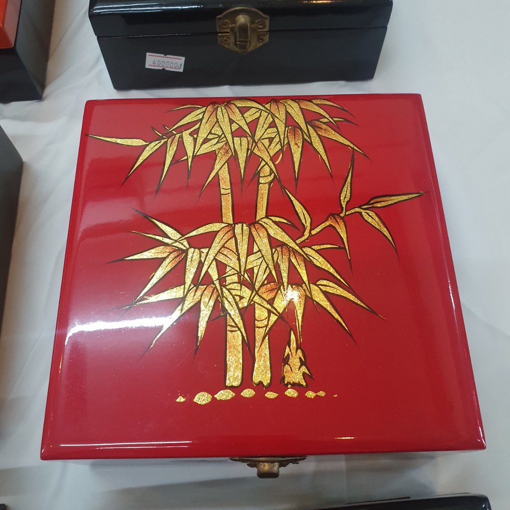 Hộp Trang Sức sơn mài Thanh Bình Lê cao cấp vuông 16.5x16.5x6 cm đựng đồ trang sức, vật dụng nhỏ phòng ngủ, trang trí