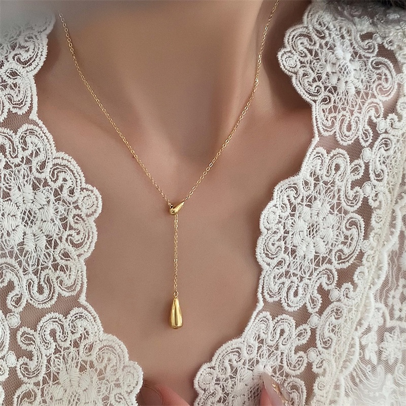 Dây chuyền nữ dáng dài mạ vàng sợi nhuyễn giọt nước dịu dàng đẹp phong cách Hàn Quốc Boho siêu đẹp độc