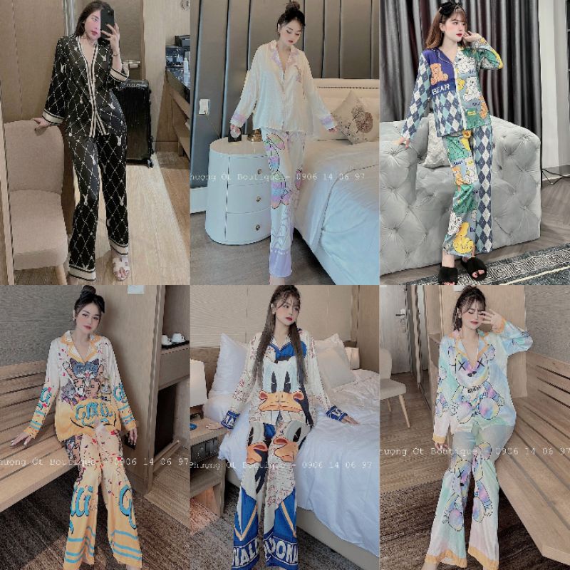 Đồ bộ nữ PYJAMA Đồ bộ nữ mặc nhà tay dài quần dài chất lụa cao cấp