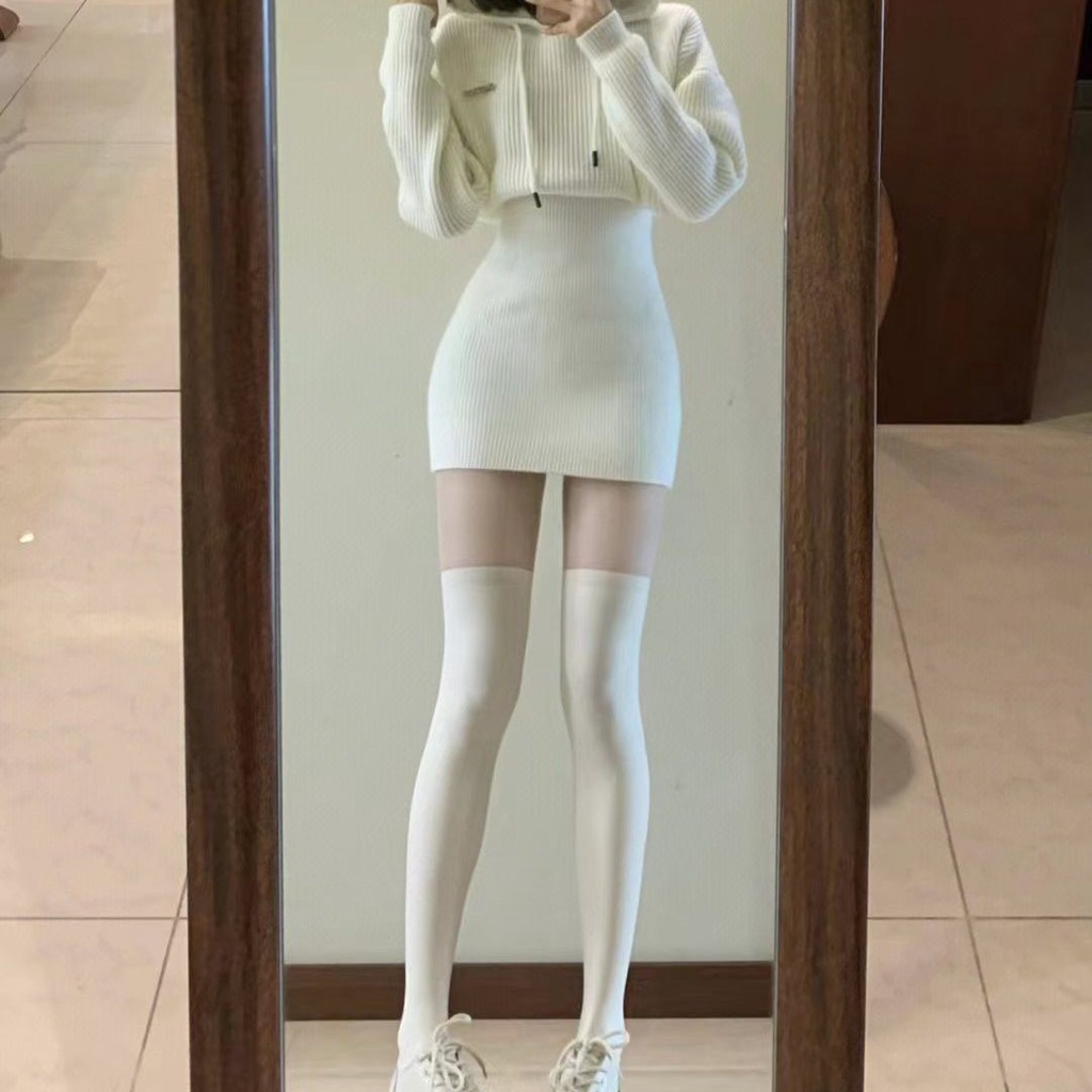 Đầm Sweater Dệt Kim Có Mũ Trùm Kiểu Phương Tây Thời Trang Mùa Thu