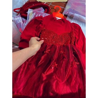 Váy đầm đỏ kim sa cho bé gái