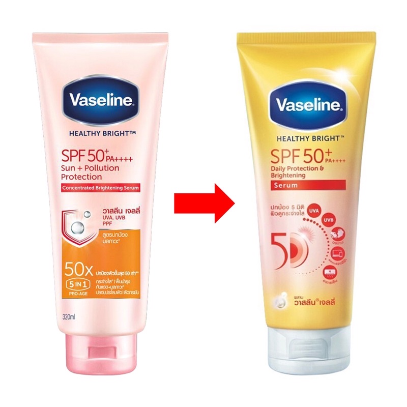 Serum chống nắng cơ thể Vaseline 50x bảo vệ da với SPF 50+ PA++++ giúp da sáng hơn gấp 2X 300ml