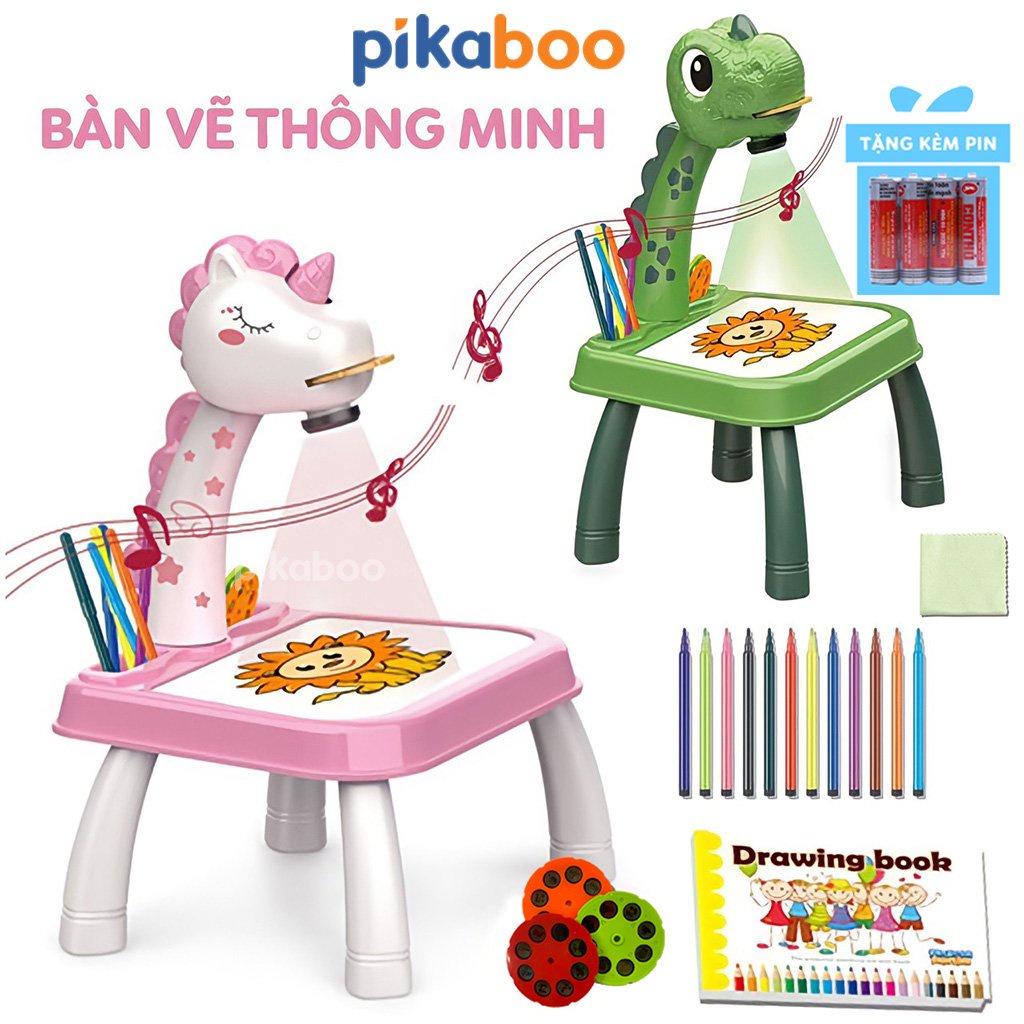 Bàn vẽ thông minh cho bé Pikaboo có máy chiếu hình ảnh tập tô vẽ sáng tạo làm từ chất liệu nhựa ABS an toàn cho trẻ