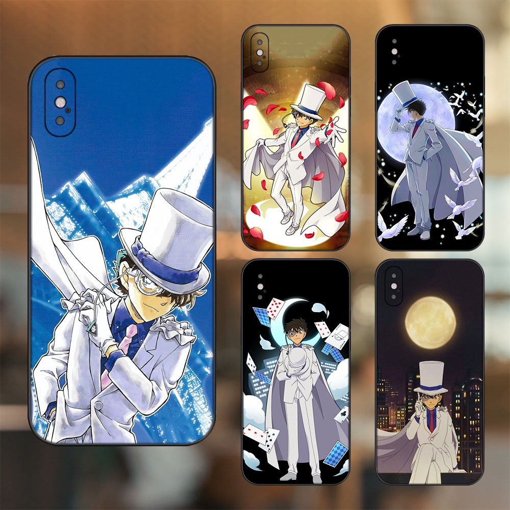 Ốp lưng iPhone X, Xs dẻo đen cạnh vuông in hình Kaito Kid Conan Magic Kaito