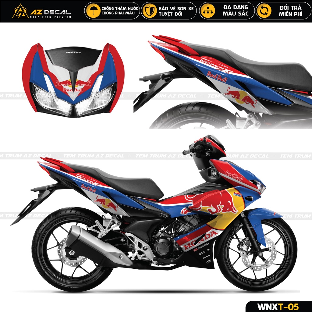 Tem Xe Winner X Mẫu Red Bull Cực Chất | WNXT-05 | Tem Trùm Cao Cấp, Chống Nước, Decal Bền Màu