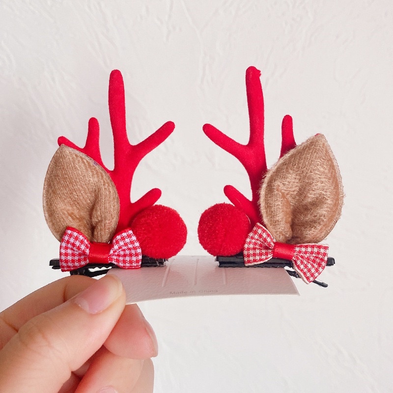 Set kẹp tóc tuần lộc Giang sinh noel cho bé gái