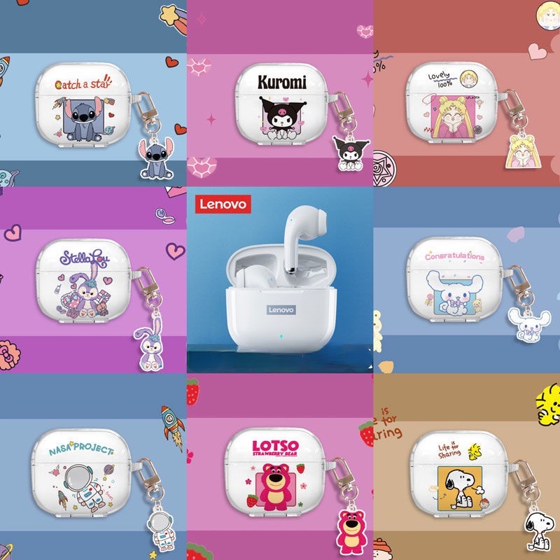 Ốp lưng tai nghe Lenovo LP40 Pro trong suốt hoạt hình