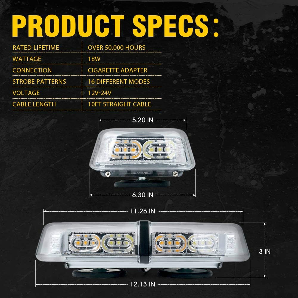 Đèn LED 36 bóng cảnh báo nguy hiểm từ tính gắn nóc xe hơi/ xe tải tiện lợi