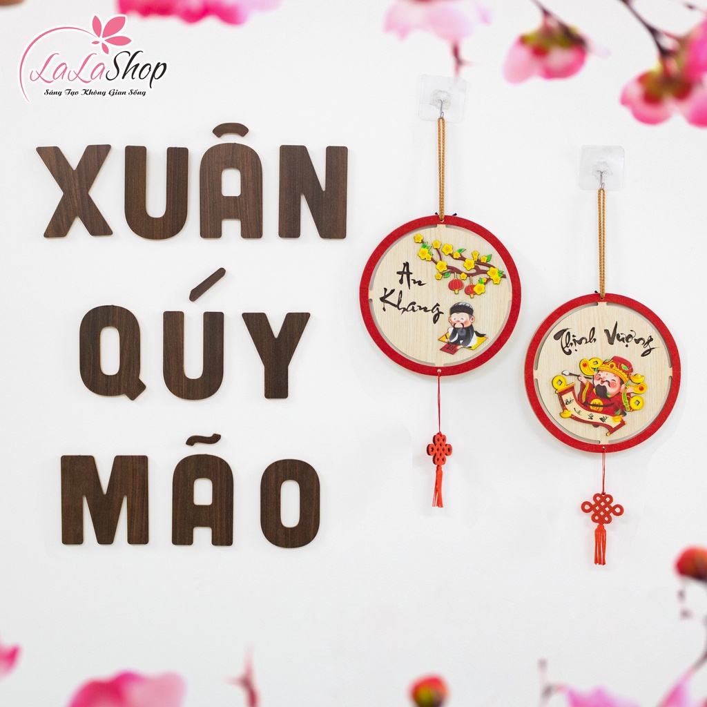 Bảng gỗ treo trang trí tết Lala mang đến tài lộc, may mắn cho năm mới hàng handmade dễ trang trí