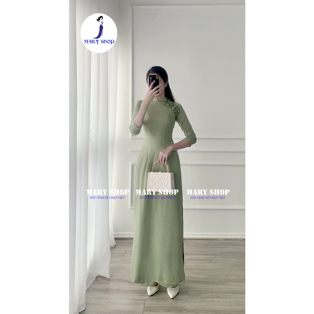 ÁO DÀI TRUYỀN THỐNG ĐẸP, NHẸ NHÀNG LỤA ĐẸP KHÔNG NHĂN KHÔNG XÙ - MÀU XANH