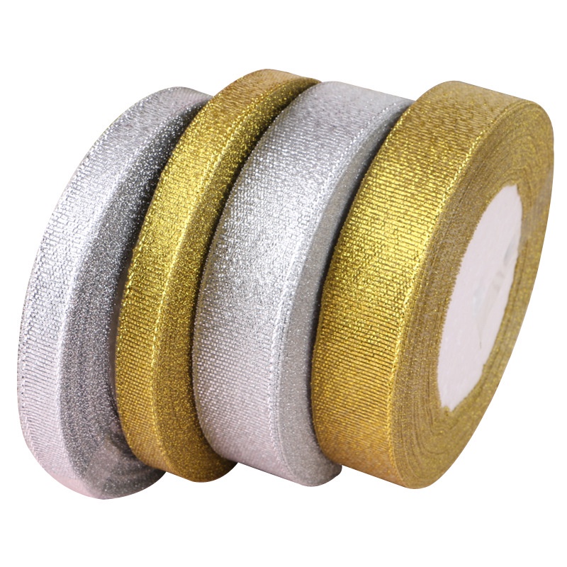 Ruy băng kim tuyến nhũ bạc, vàng 2cm  1cm, 4cm, 5mm trang trí handmade, noel, làm nơ, gói quà