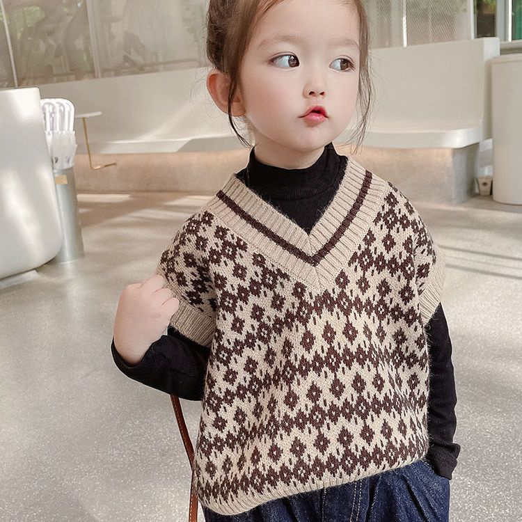 Áo Dệt Kim Không Tay Phong Cách Hàn Quốc Thời Trang Xuân Thu 2023 Dành Cho Bé Gái