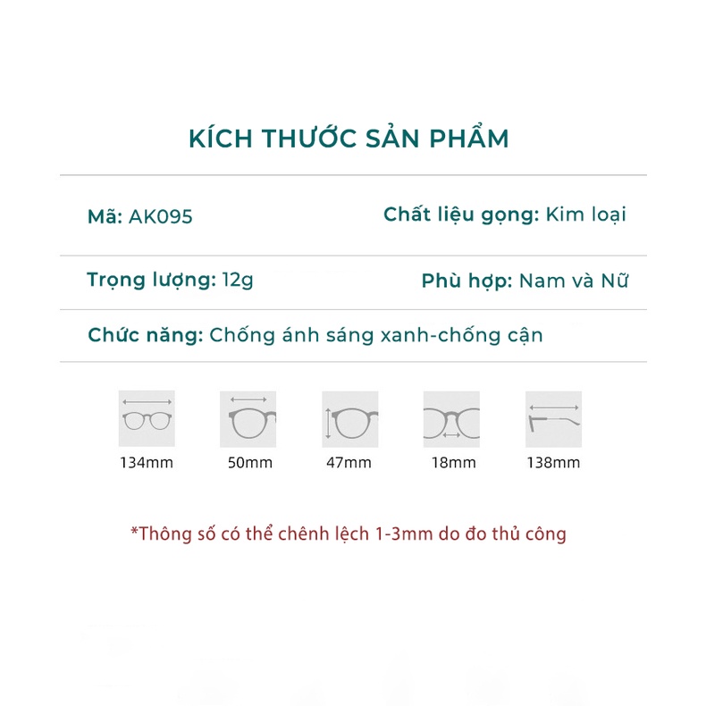 Kính Chống Cận Đổi Màu AORON Cho Nam Nữ Bảo Vệ Mắt Chống Tia Bức Xạ Kiểu Dáng Cổ Điển Phong Cách Thời Trang Trendy-AK095