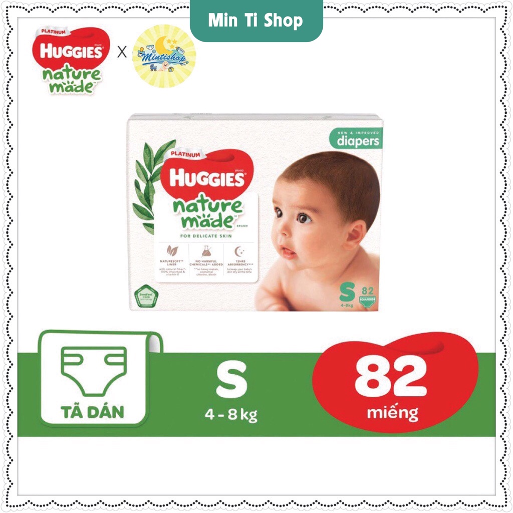 Mã SKAMSALE12 giảm 10%Bỉm Huggies Natural Made cao cấp đủ size NB60 S82