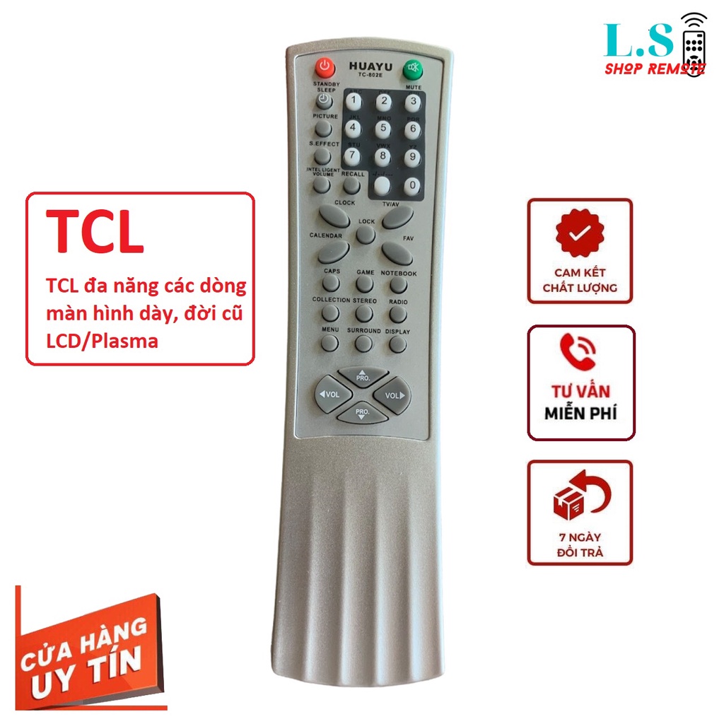 Điều khiển tivi TCL LCD/plasma đời cũ, mà hình dày, remote tc tcl, mót, bấm từ xa