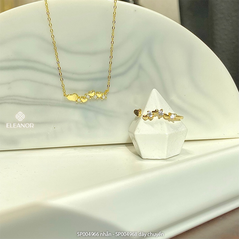 Dây chuyền nhẫn nữ bạc 925 Eleanor Accessories bộ trang sức hình trái tim đính đá phụ kiện trang sức 4965